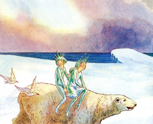 Artic Fairies Riding A Bear