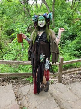 Beautiful green painted face lady