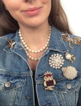 pearls and brooches